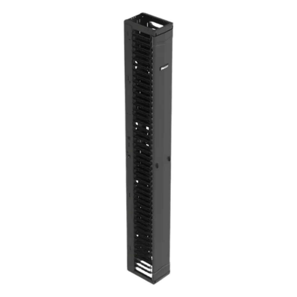 Organizador Vertical de Cables / Alta Densidad / 45 U / Ancho 8 in / Diseño Simple Frontal / ABS y Acero / Negro