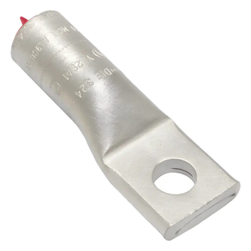 Zapata de Compresión de Aluminio / 250 KCMIL / Tornillo 1/2" / 350 kV / Lengua Recta / Estilo Barril Biselado