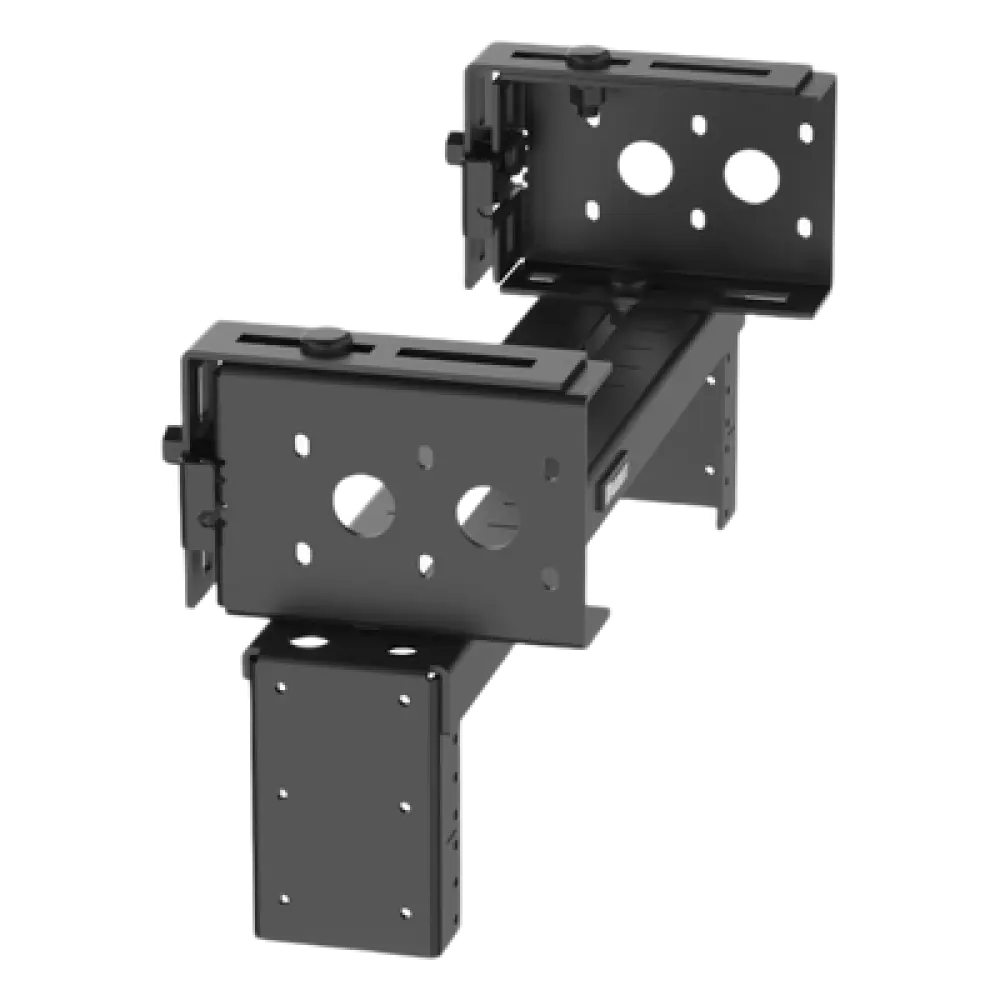 Rack de Distribución Aéreo / 2 UR / Carga 27 kg (60 lb) / Rieles Roscados #12-24 / Profundidad 83 mm (3.3 in) / Montaje Universal