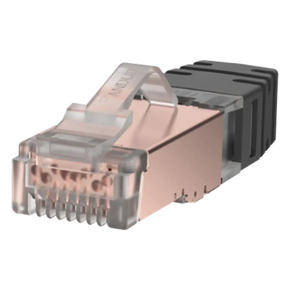 Plug RJ45 Blindado / Cat6A / 8P8C / 23-24 AWG / 50 µm Oro / 100 Piezas