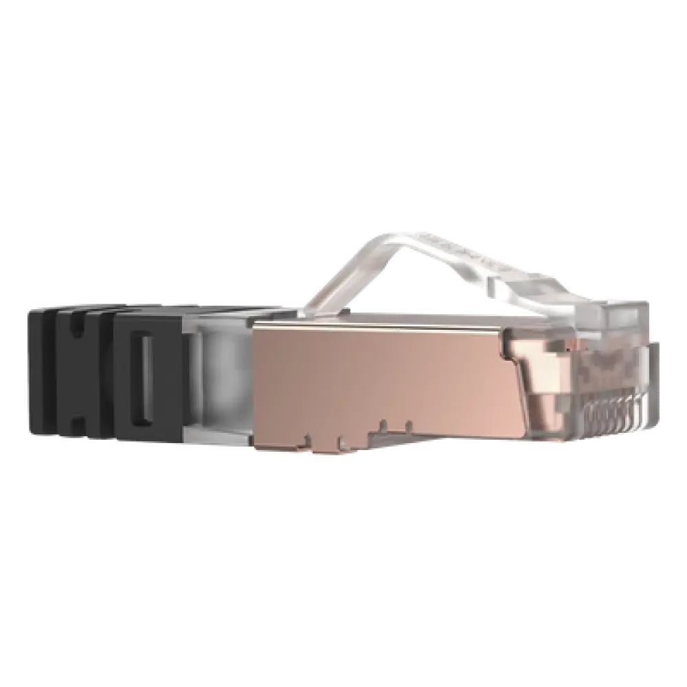 Plug RJ45 Blindado Cat6 / 24-26 AWG / 50μin Oro / 100 Piezas / 6.35 mm / PoE++ 100W+ / -10°C a 60°C / UL94 V0