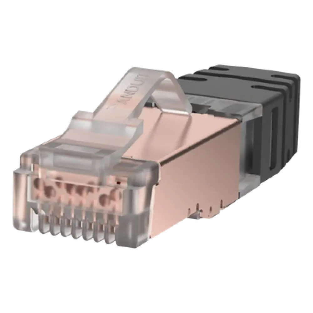 Plug RJ45 Blindado Cat6 / 24-26 AWG / 50μin Oro / 100 Piezas / 6.35 mm / PoE++ 100W+ / -10°C a 60°C / UL94 V0