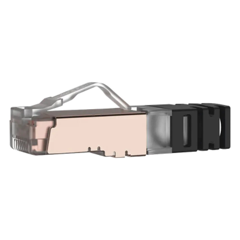 Plug RJ45 Blindado Cat6 / 24-26 AWG / 50μin Oro / 100 Piezas / 6.35 mm / PoE++ 100W+ / -10°C a 60°C / UL94 V0