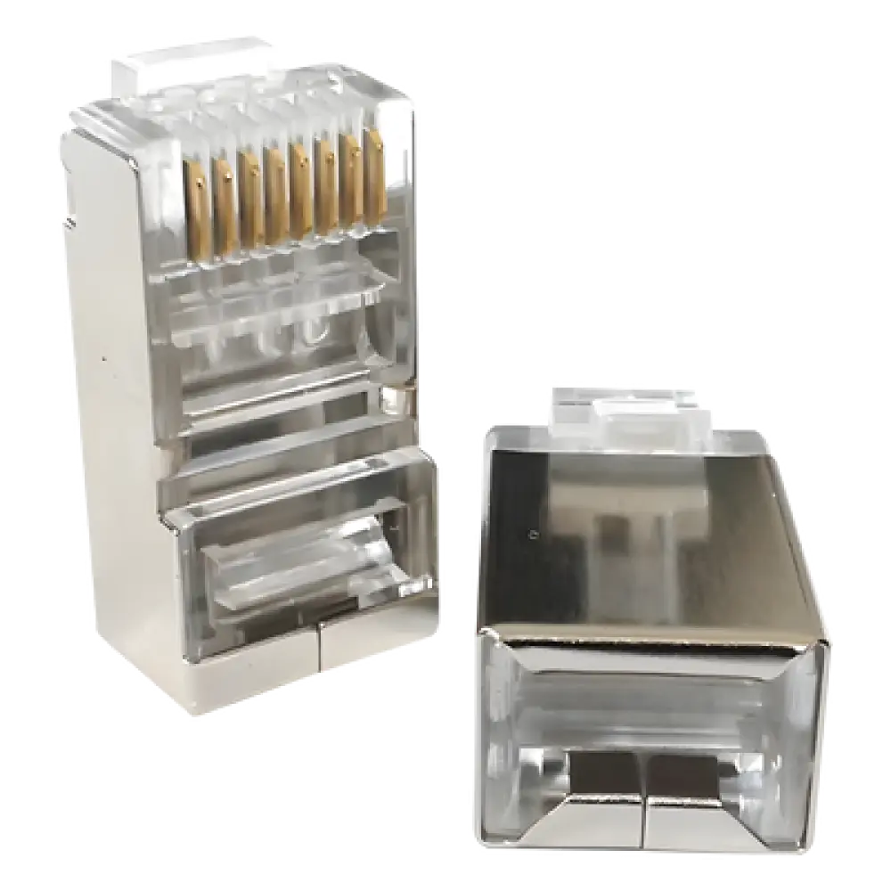 Conector RJ45 / Blindado / Categoría 5E / Chapado en Oro 30µ / Sin Pin a Tierra / T568A/T568B