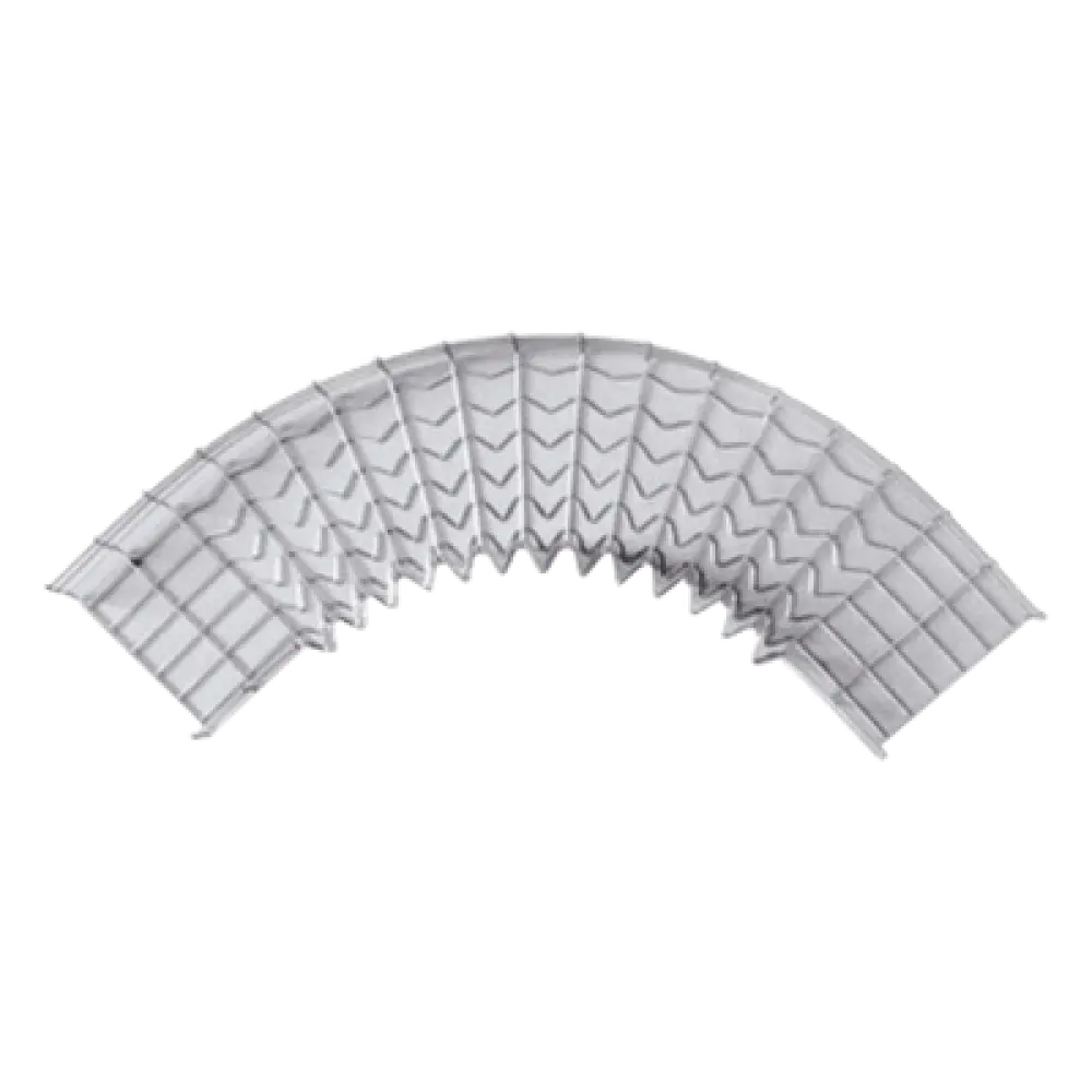 Curva Prefabricada Horizontal / 90° / Peralte 54 mm / Ancho 200 mm / Acabado Electrozincado 15-20 micras / Diseño Modular
