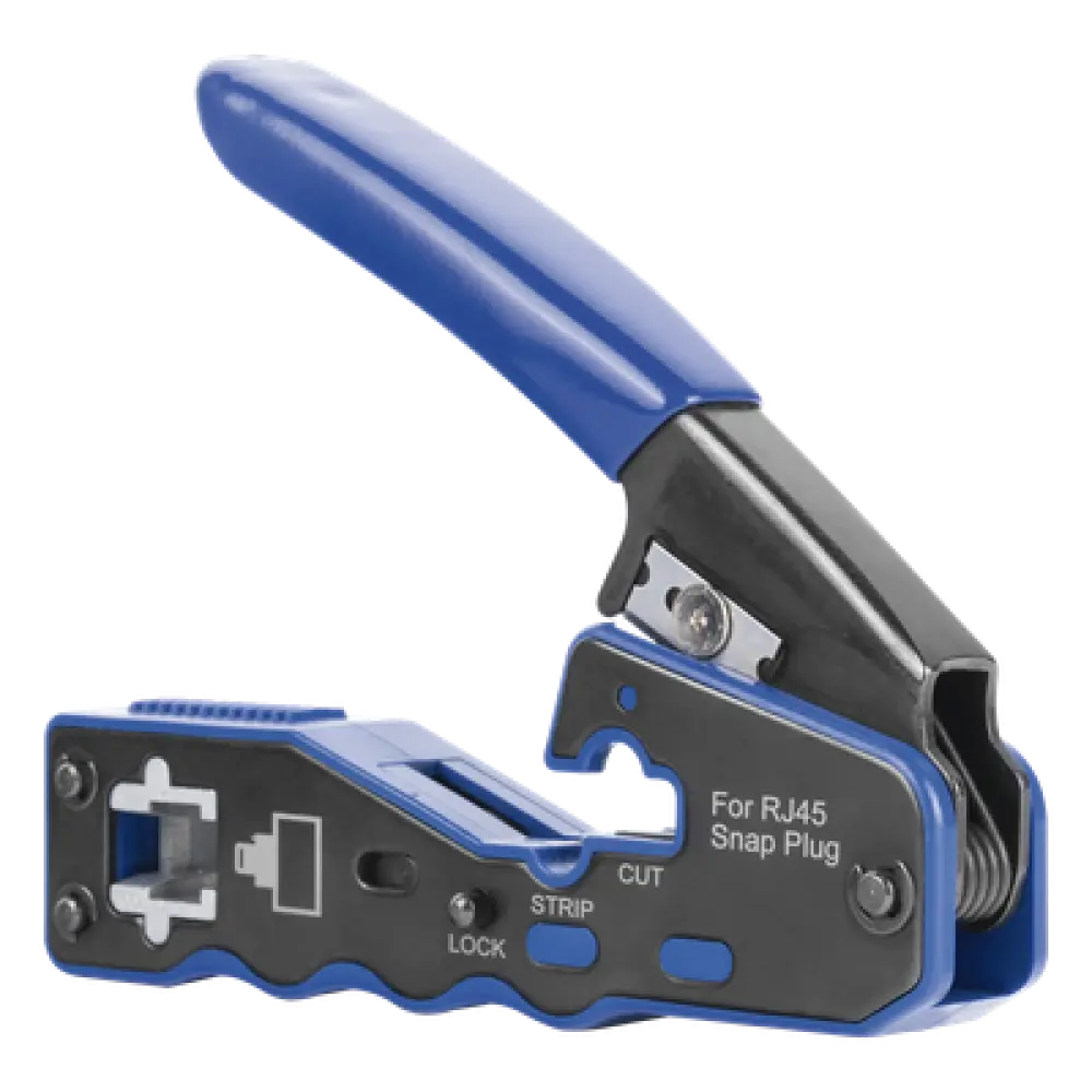 Pinza de Red / Corte y Terminado RJ45 Pass-Through / Cuchilla Intercambiable / Acero al Carbón / Mango Ergonómico ABS + TPR