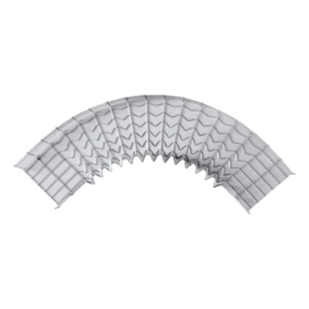 Curva Pre-Fabricada Horizontal / 90° / Peralte 54 mm / Ancho 150 mm / Electrozincado / Interior