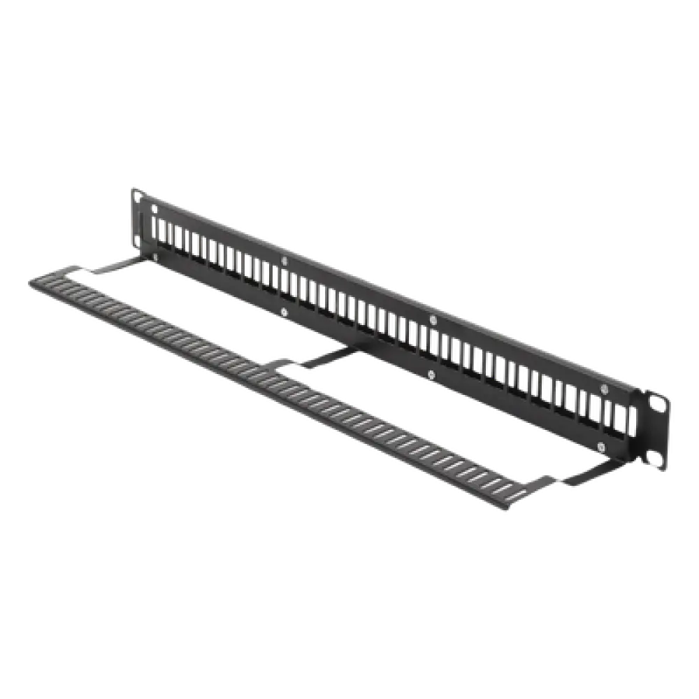 Patch Panel / 24 Puertos / 1U Rack / Acero al Carbono / Barra Organizadora / 19"