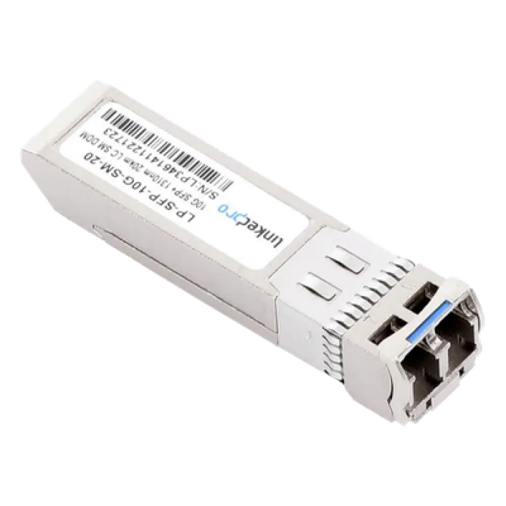 Transceptor SFP+ / 10 Gbps / Monomodo 1310 nm / LC Dúplex / 20 km (12.4 mi) / DDM / Hot-Pluggable
