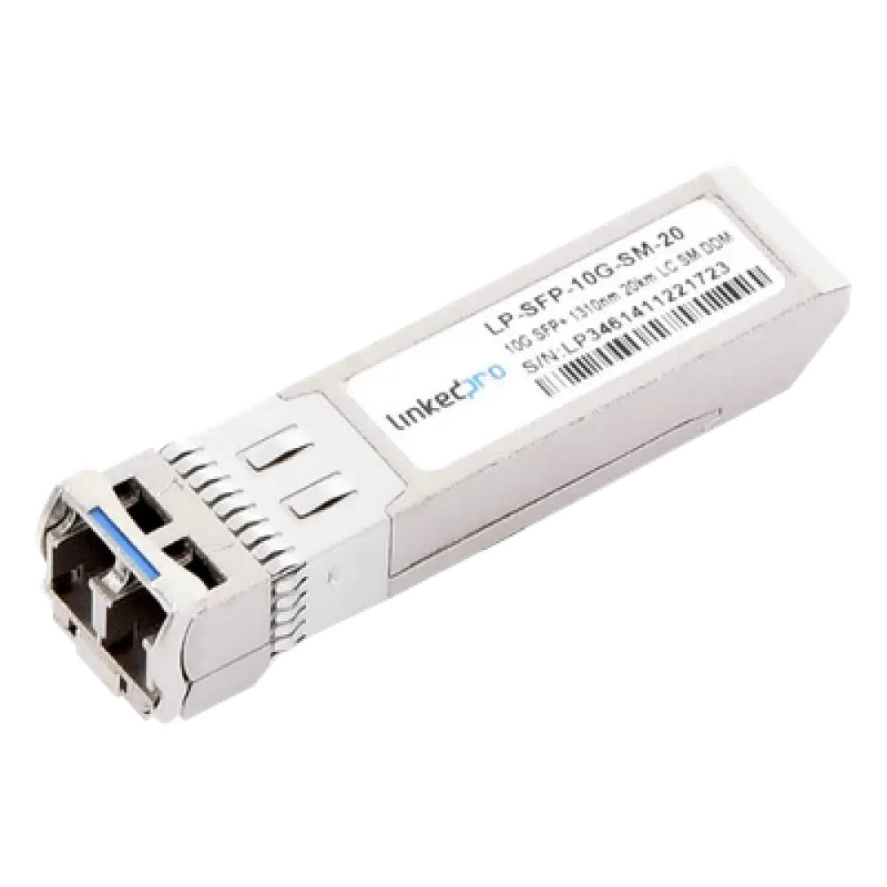 Transceptor SFP+ / 10 Gbps / Monomodo 1310 nm / LC Dúplex / 20 km (12.4 mi) / DDM / Hot-Pluggable