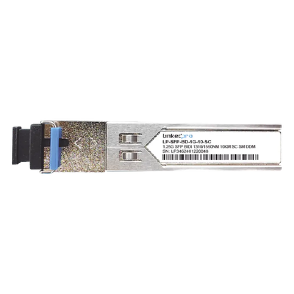 Transceptor SFP Bidireccional / 1.25 Gbps / Monomodo 10 km (6.2 mi) / 1310 & 1550 nm / Conector SC/UPC Simplex / Hot-Pluggable / DDM / 2 Piezas
