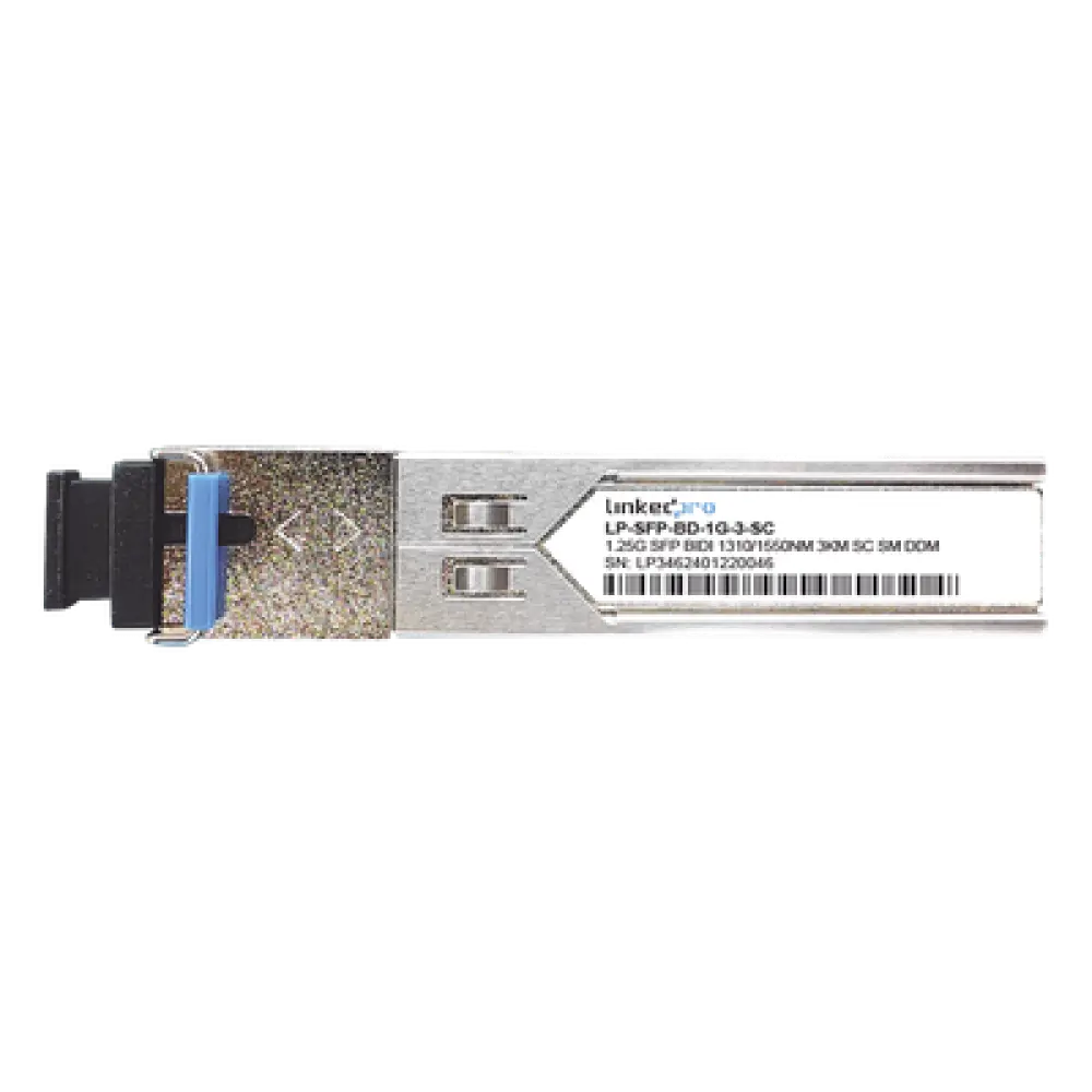 Transceptor SFP Bidireccional / 1.25 Gbps / Monomodo / Alcance 3 km (9842.5 ft) / Conector SC/UPC Simplex / DDM / Hot-Pluggable / 2 Piezas