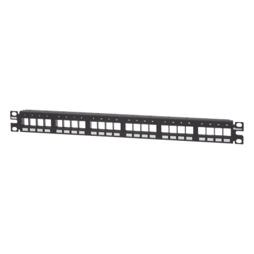 Panel de Parcheo Modular / 24 Puertos / 1UR / 19" / Acero Inoxidable / Numerado / Sin Conectores