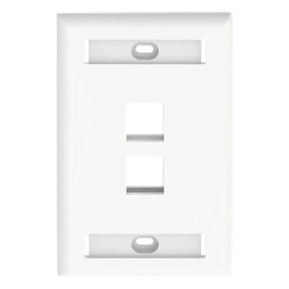 Placa de Pared Vertical / 2 Puertos Keystone / 69.8 x 114.3 mm / 2.75 x 4.5 pulg. / Con Espacios para Etiquetas / Color Blanco
