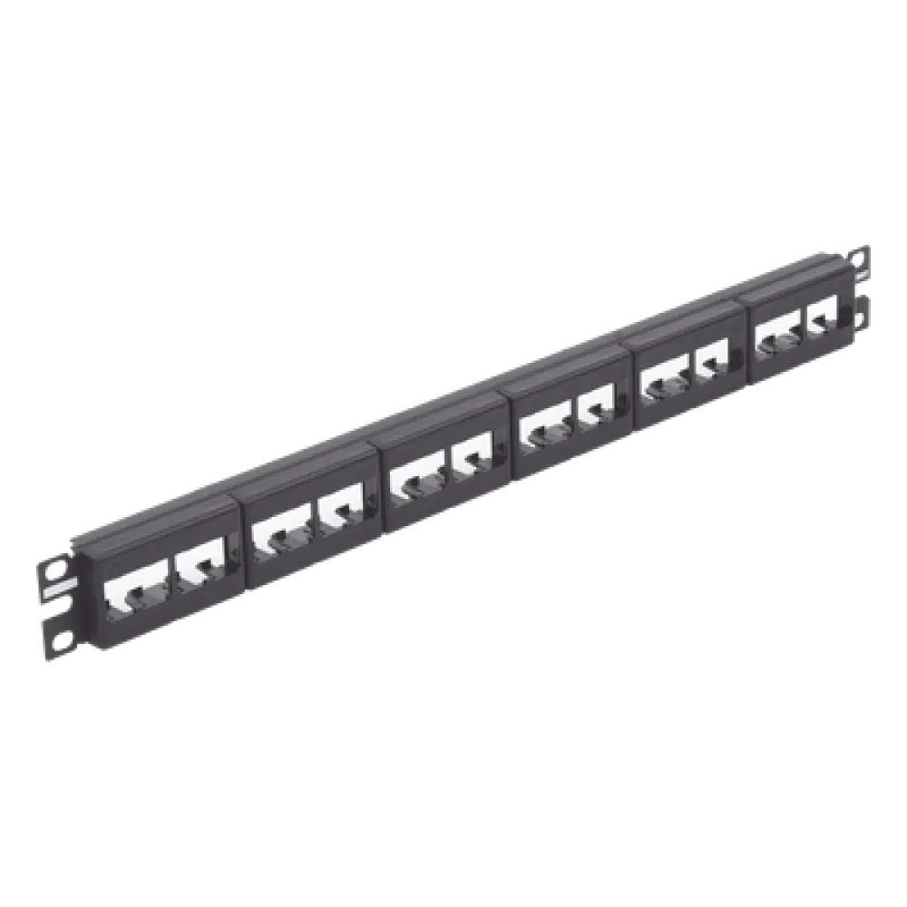 Panel de Parcheo Modular / Plano / Sin Blindaje / 24 Puertos / 1UR / 19" / CRS