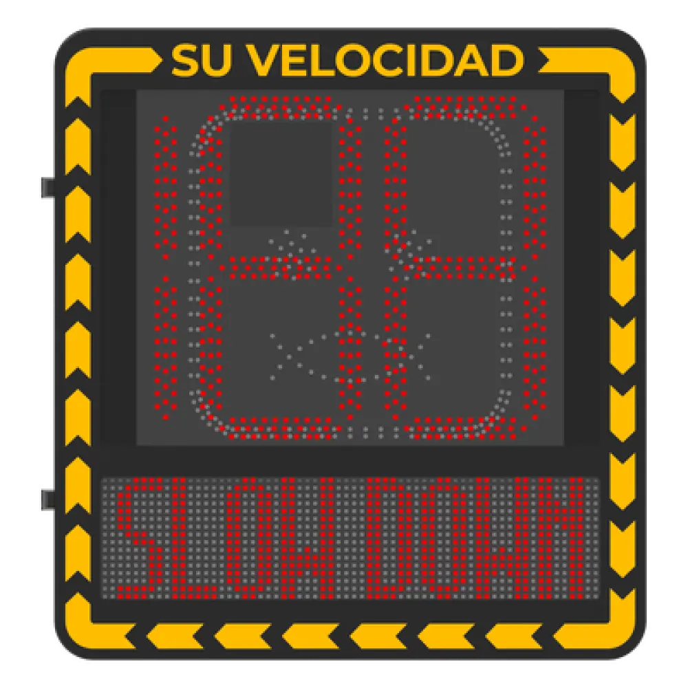 Display LED para Control de Velocidad / Alcance Visual 100 m (328 ft) / Indicación por Código de Colores / IP66 / Wi-Fi y Ethernet / Radar Compatible