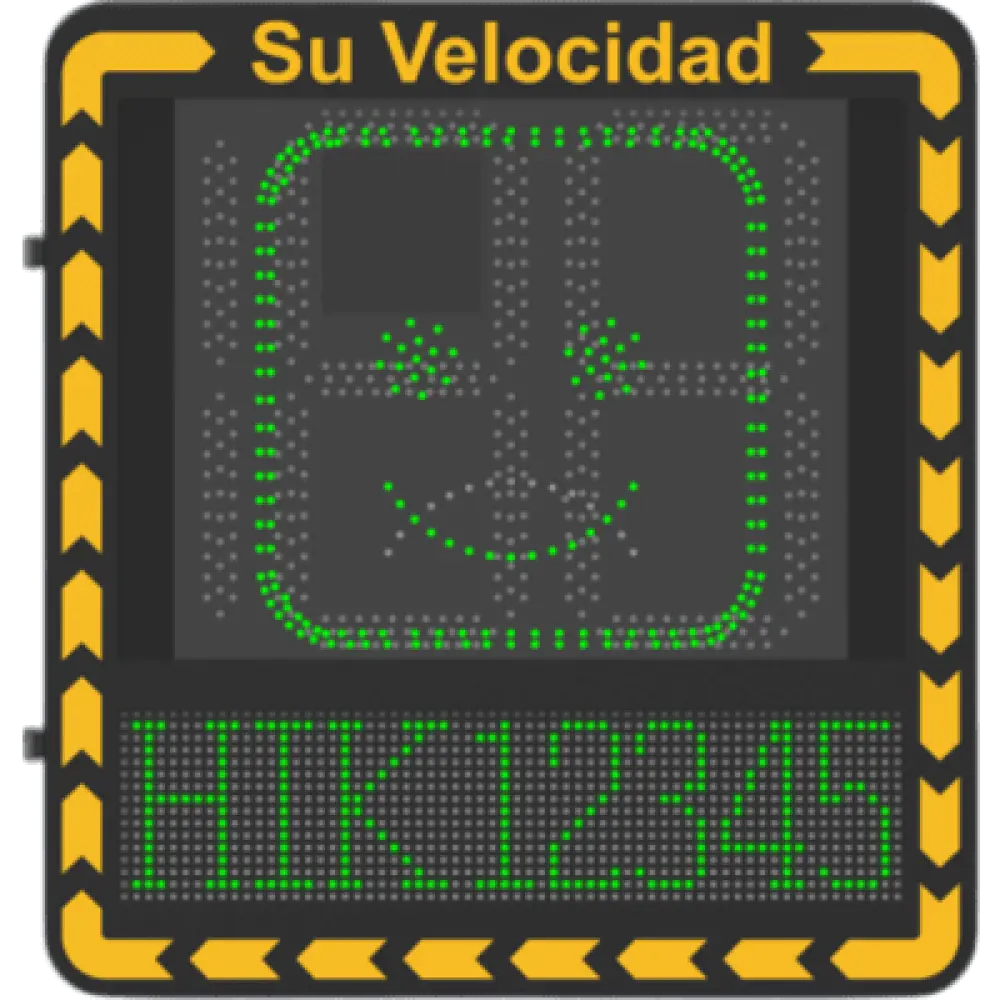 Display LED para Control de Velocidad / Alcance Visual 100 m (328 ft) / Indicación por Código de Colores / IP66 / Wi-Fi y Ethernet / Radar Compatible