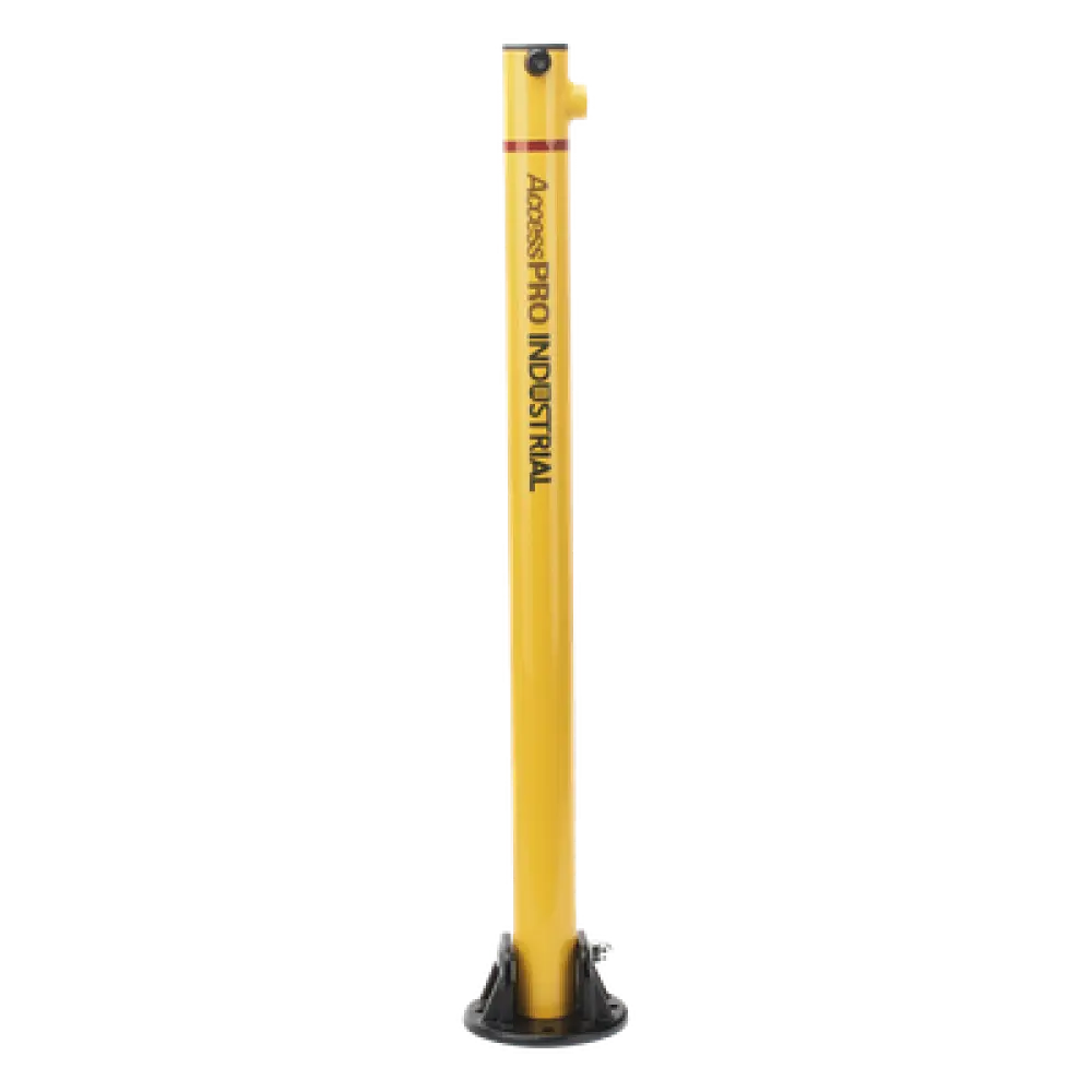 Bolardo Retráctil / Acero de Alta Resistencia / 60 x 900 mm / Llave de Seguridad / Bandas Reflejantes / Uso Exterior