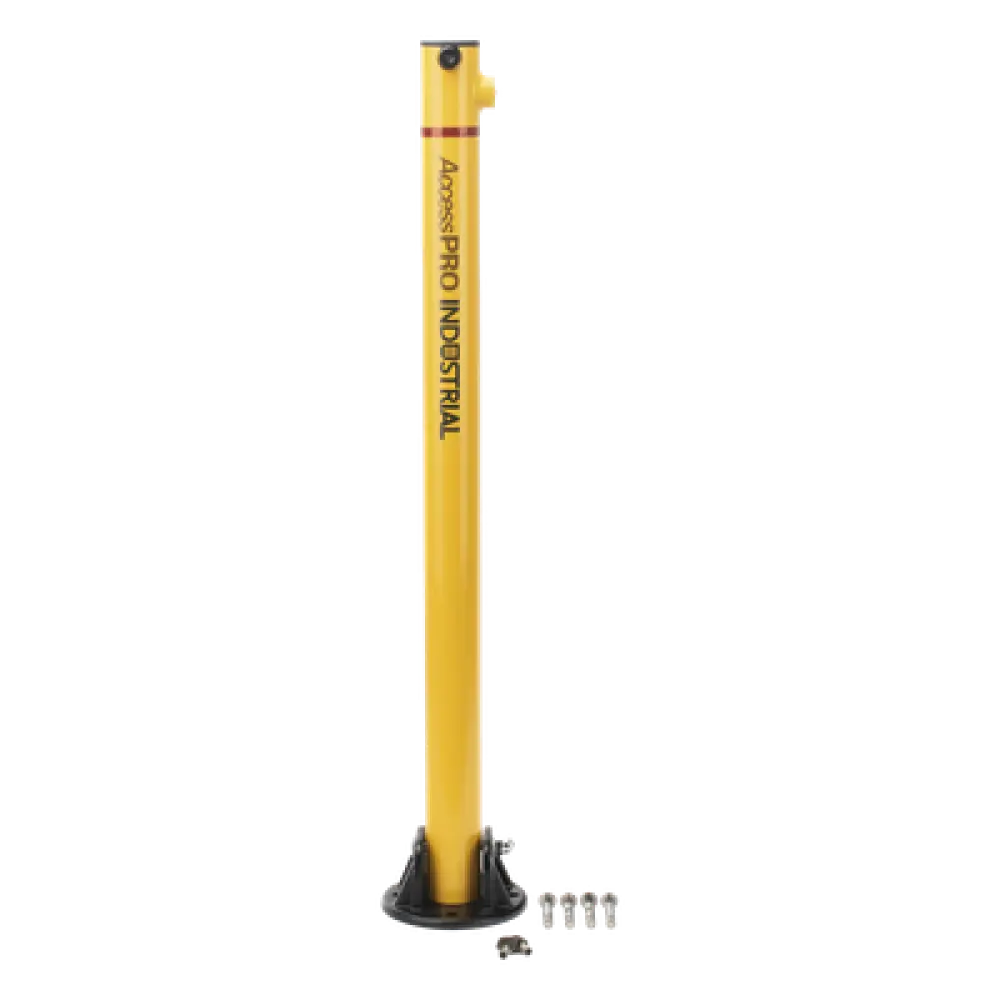 Bolardo Retráctil / Acero de Alta Resistencia / 60 x 900 mm / Llave de Seguridad / Bandas Reflejantes / Uso Exterior