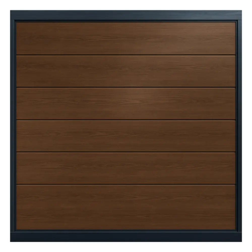 Puerta de Garage / Línea Central / Imitación Madera Oscura / 16x8 pies (4.9x2.4 m) / Aislada / Estilo Americano