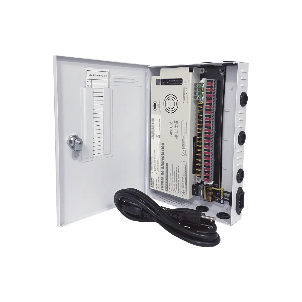 Fuente / 11-15 V / 18 canales / 20 A / Alta tecnología en seguridad / Doble ventilador / Hasta 1.8 Amperes por Salida / Filtro de ruido por canal / Diseño de alta gama.
