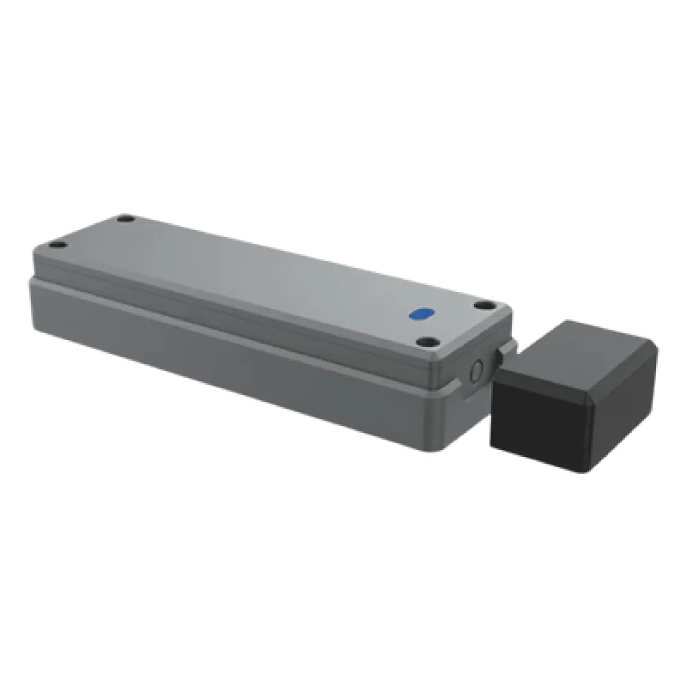 Sensor de Puerta Peatonal Inalámbrico / Tecnología Trio-Frequency Anti Interferencias / Alcance Magnético 25 mm / Batería 3.6V 2600mAh / Vida Útil 2 Años / Compatible con Puertas Seccionales y Batientes
