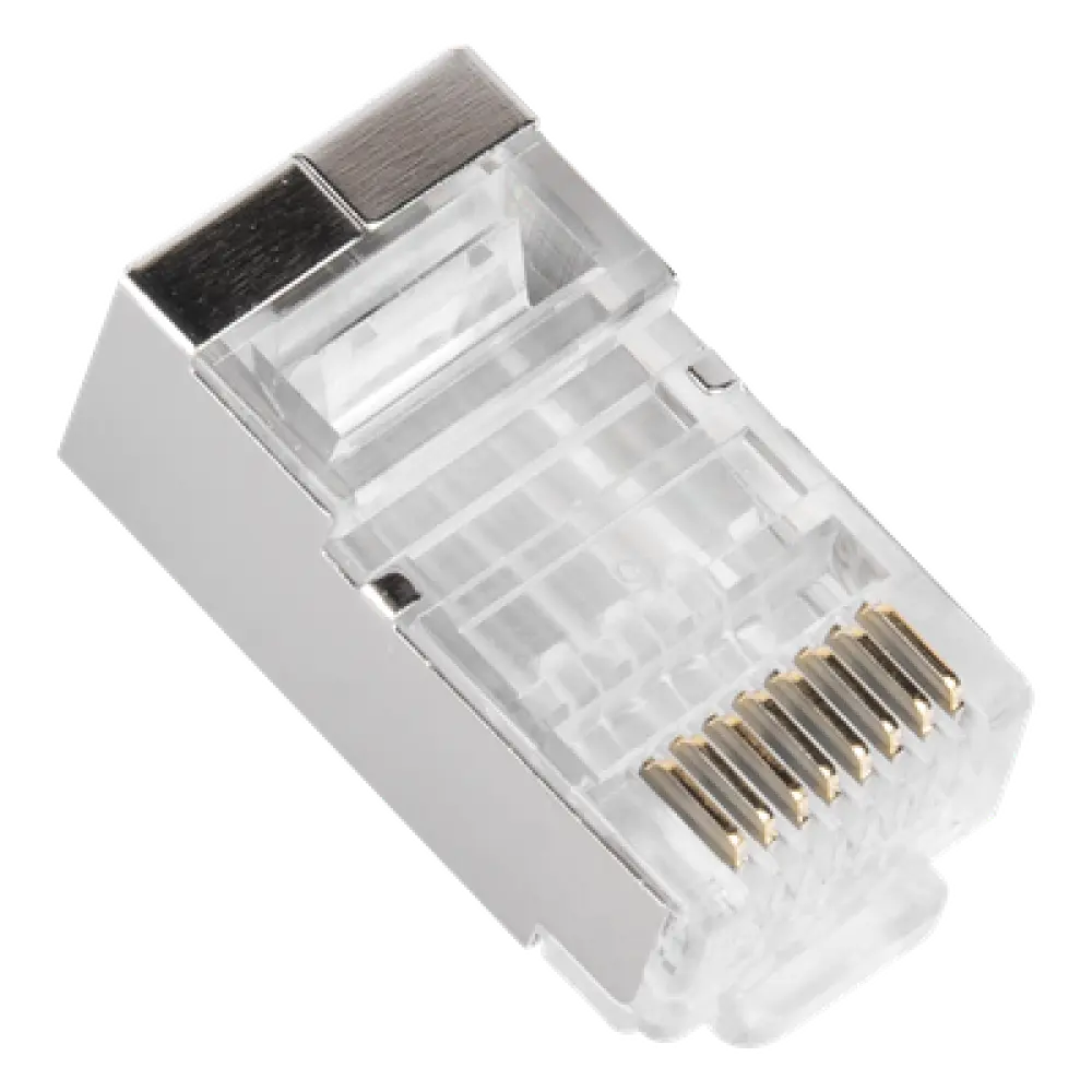 Plug Modular RJ45 / Cat6 Blindado / Chapado Oro 30µ / 23AWG / Sin Pin Tierra / 100 Piezas