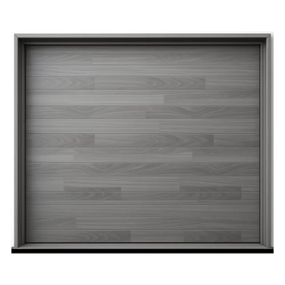 Puerta de Garage Seccional / 14 x 7 Pies (4.27 x 2.13 m) / Núcleo Poliuretano 42 mm / Densidad 42 kg/m³ / Lámina Calibre 26 / Acabado Laminado Gris