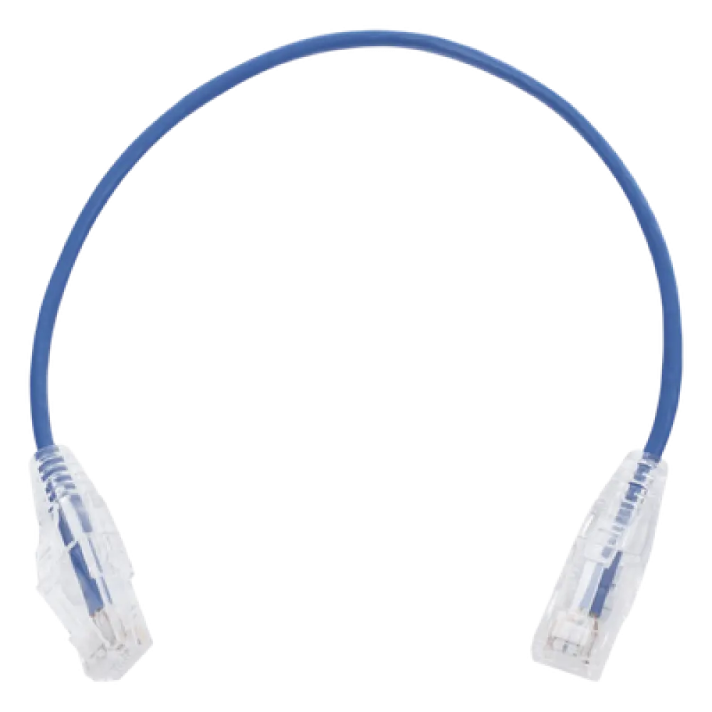 Cable de Parcheo Slim UTP Cat6 / 30 cm (0.98 pies) / 28 AWG / Azul / 1 Gbps