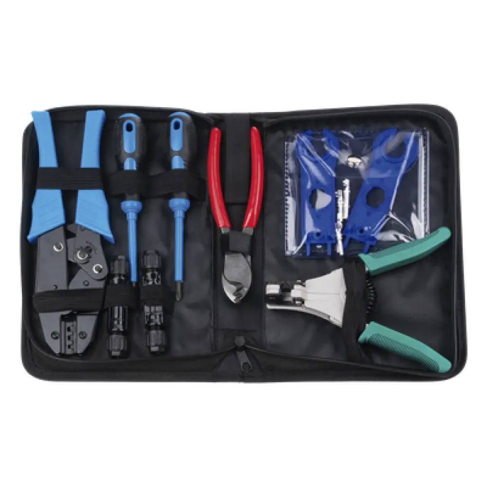Kit de Herramientas para Instalación Solar / 13 Piezas / Conectores MC4 / Pelacable 2.5-6 mm² / Estuche Organizador