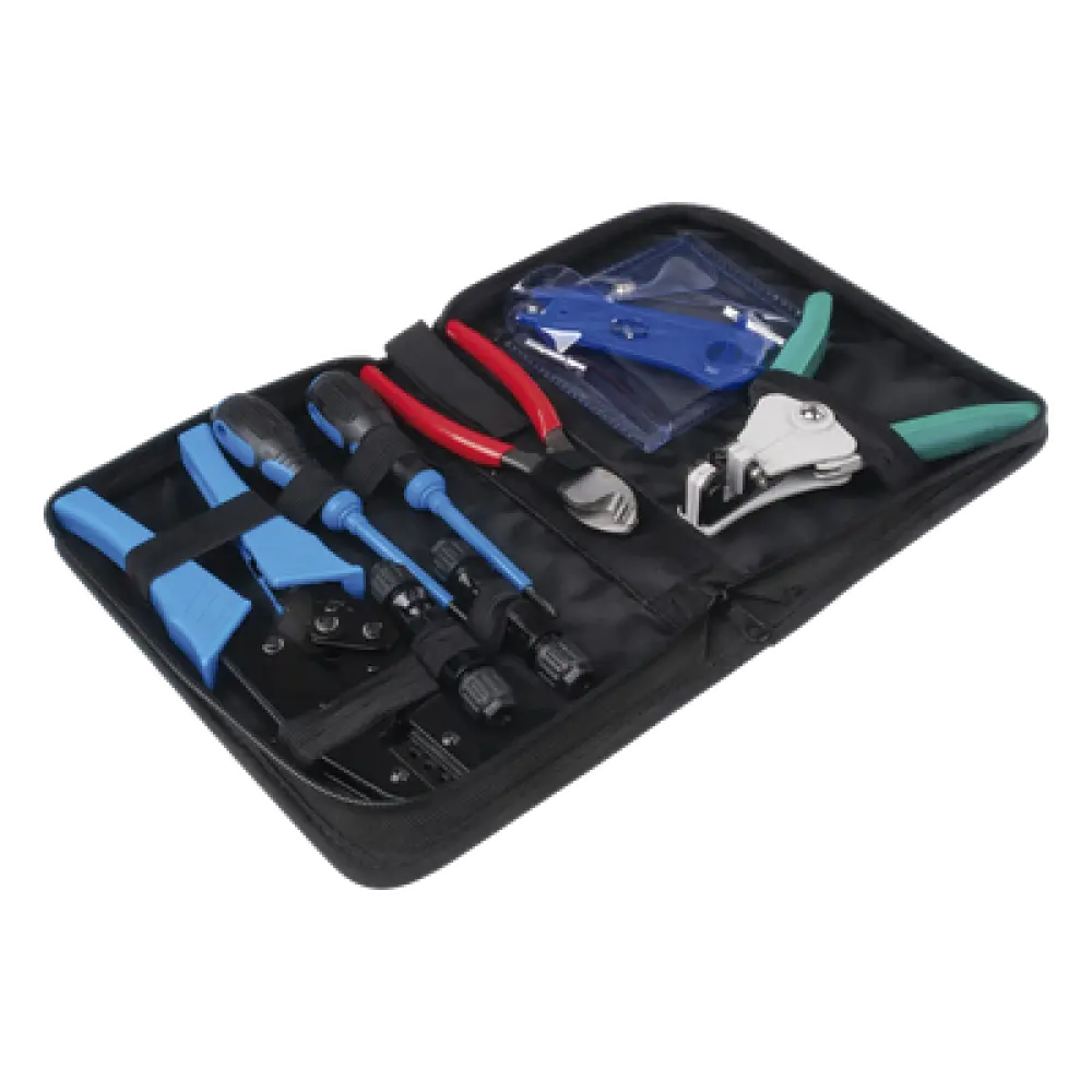 Kit de Herramientas para Instalación Solar / 13 Piezas / Conectores MC4 / Pelacable 2.5-6 mm² / Estuche Organizador