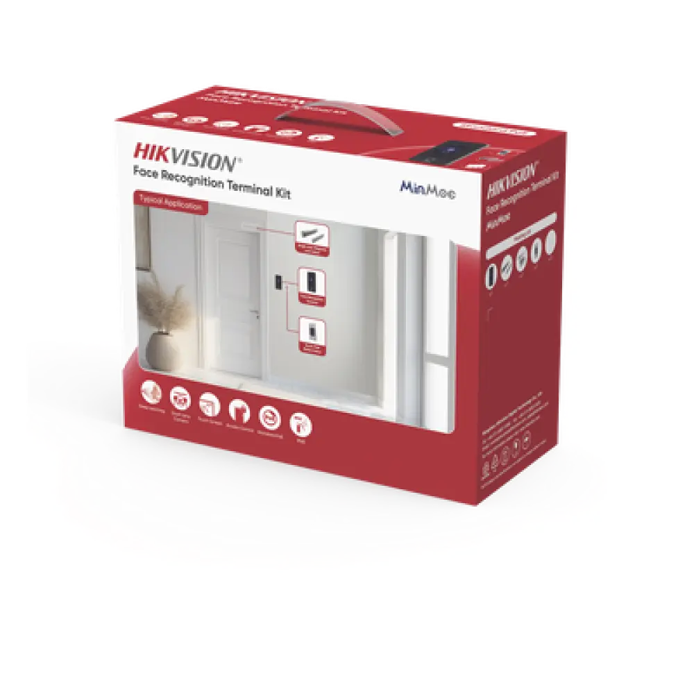 Kit Terminal Control de Acceso / Reconocimiento Facial 1500 Rostros / 3000 Huellas + 3000 Tarjetas / Pantalla Táctil 4.3" / 2 Megapixel Gran Angular / PoE+ / Alimentación Cerradura 12VDC/1A / IP65 / Wi-Fi / Audio Bidireccional / Reconocimiento con Mascarilla / -30°C a 60°C