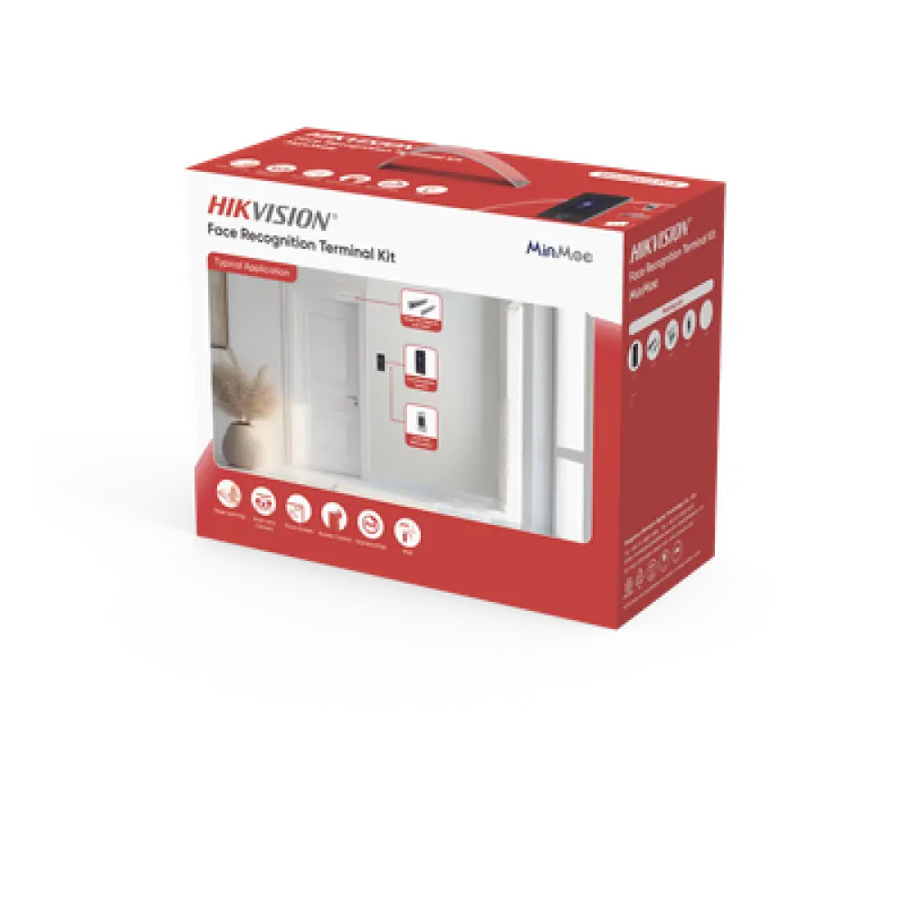 Kit Terminal Control de Acceso / Reconocimiento Facial 1500 Rostros / 3000 Huellas + 3000 Tarjetas / Pantalla Táctil 4.3" / 2 Megapixel Gran Angular / PoE+ / Alimentación Cerradura 12VDC/1A / IP65 / Wi-Fi / Audio Bidireccional / Reconocimiento con Mascarilla / -30°C a 60°C