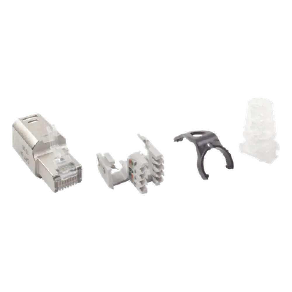Conector RJ45 de Campo / Categoría 6A Blindado / 10G / Sin Bota / Terminación Rápida / UL 2043 Plenum / Guía de Color