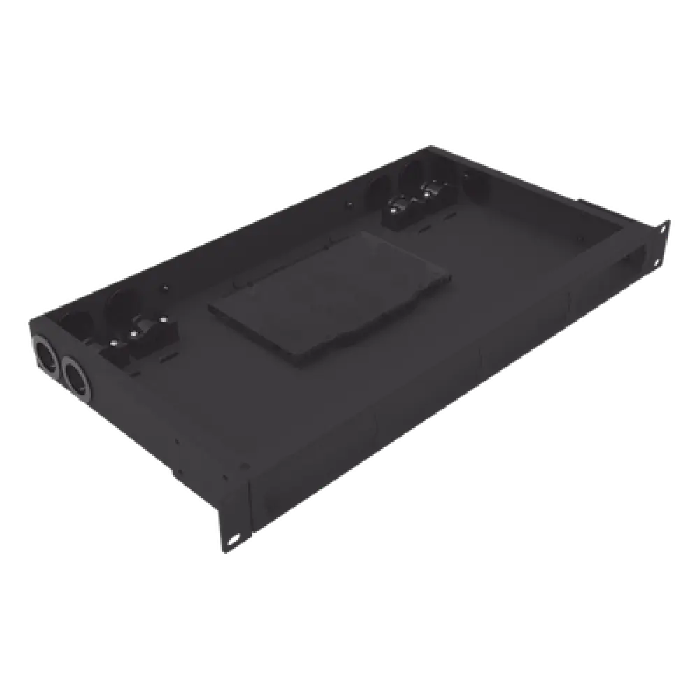 Distribuidor de Fibra Óptica / 19 Pulgadas / 1UR / 24 Fibras / 4 Placas Acopladoras / 1.58 x 0.14 x 0.84 pies
