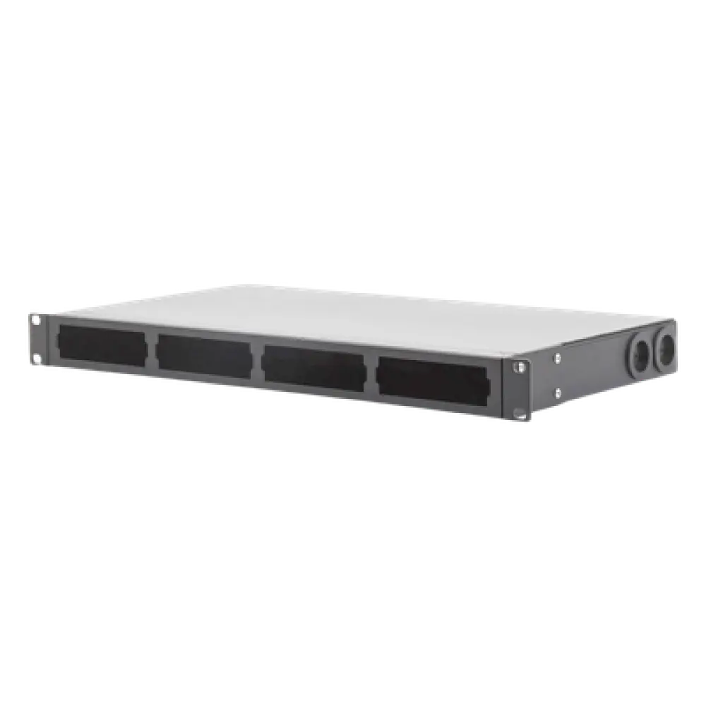 Distribuidor de Fibra Óptica / 19 Pulgadas / 1UR / 24 Fibras / 4 Placas Acopladoras / 1.58 x 0.14 x 0.84 pies