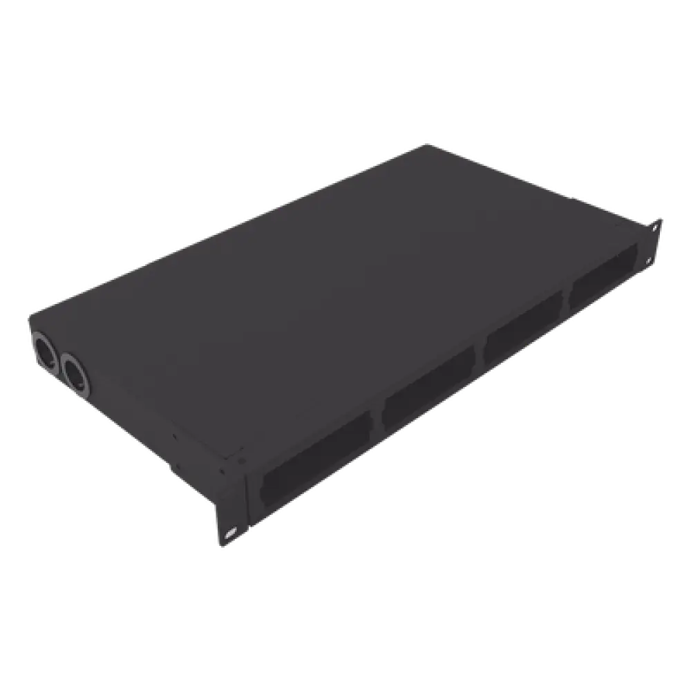 Distribuidor de Fibra Óptica / 19 Pulgadas / 1UR / 24 Fibras / 4 Placas Acopladoras / 1.58 x 0.14 x 0.84 pies