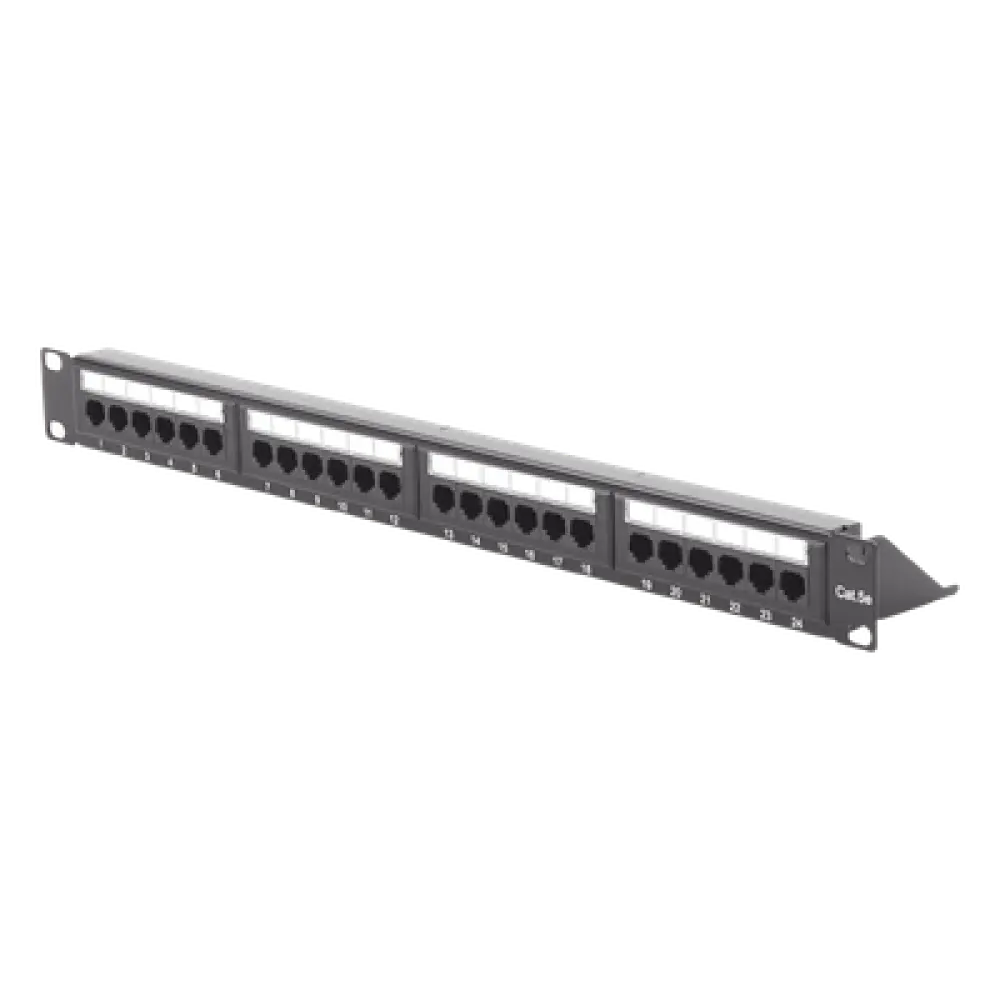 Panel de Parcheo de Impacto / 24 Puertos / Cat5e / 19 Pulgadas / 1U / 110 IDC / 24-26 AWG