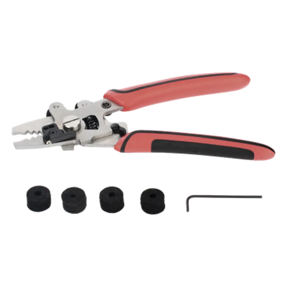 Herramienta Multifuncional FTTH / 9 Funciones Integradas / Desforrado 3 Posiciones / Corte de Kevlar y Alambre / Buffer 250 μm a 900 μm / Mango Ergonómico