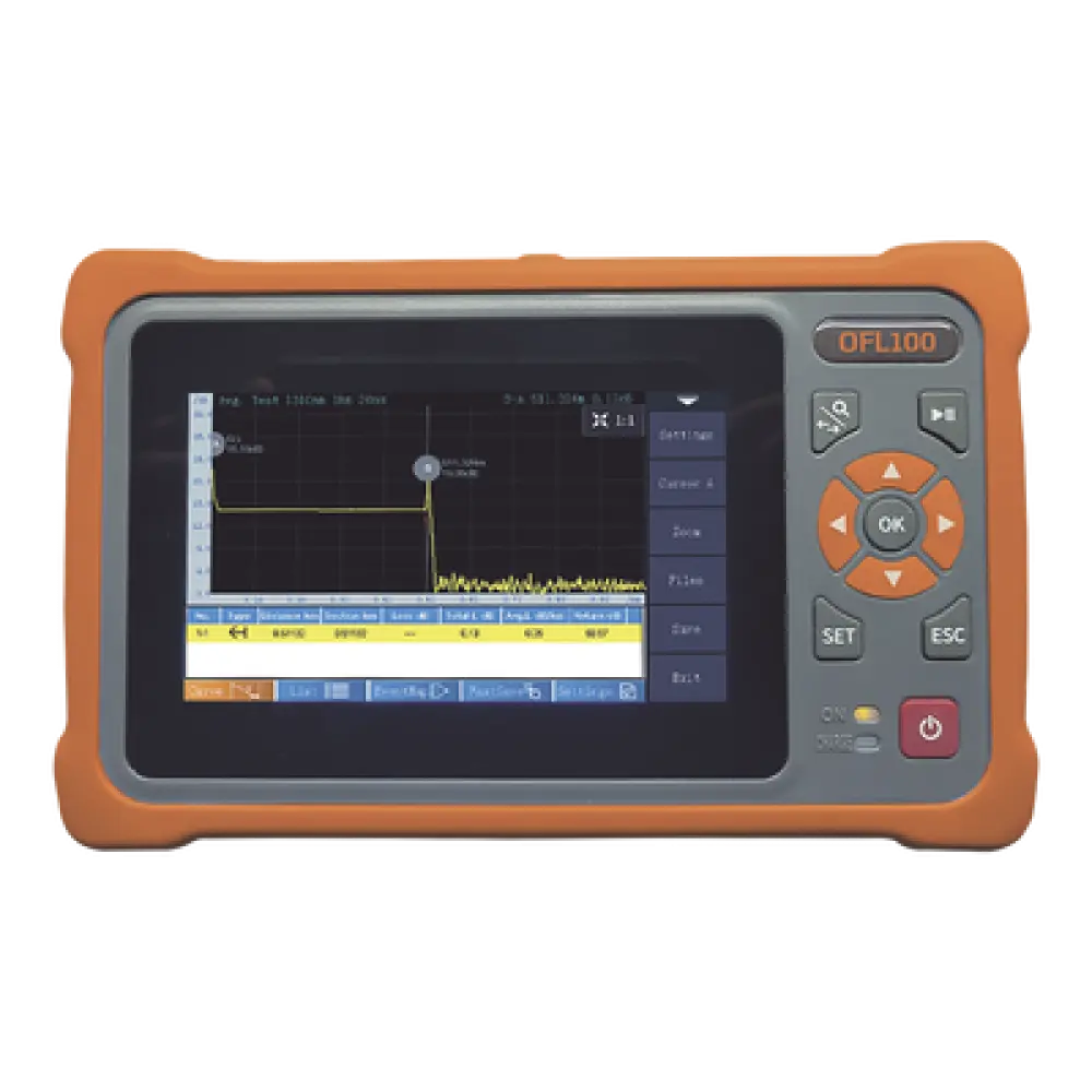 OTDR Monomodo / 1310-1550 nm / SC/APC / 26/24 dB Rango Dinámico / Pantalla Táctil / Modo Automático y Experto
