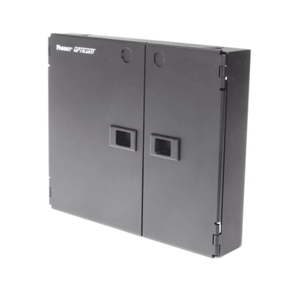 Caja de Conexión de Fibra Óptica / Montaje en Pared / 2 Placas FAP o FMP / Hasta 48 Fibras / Área de Bobinado Integrada / Cierre con Opción de Cerradura