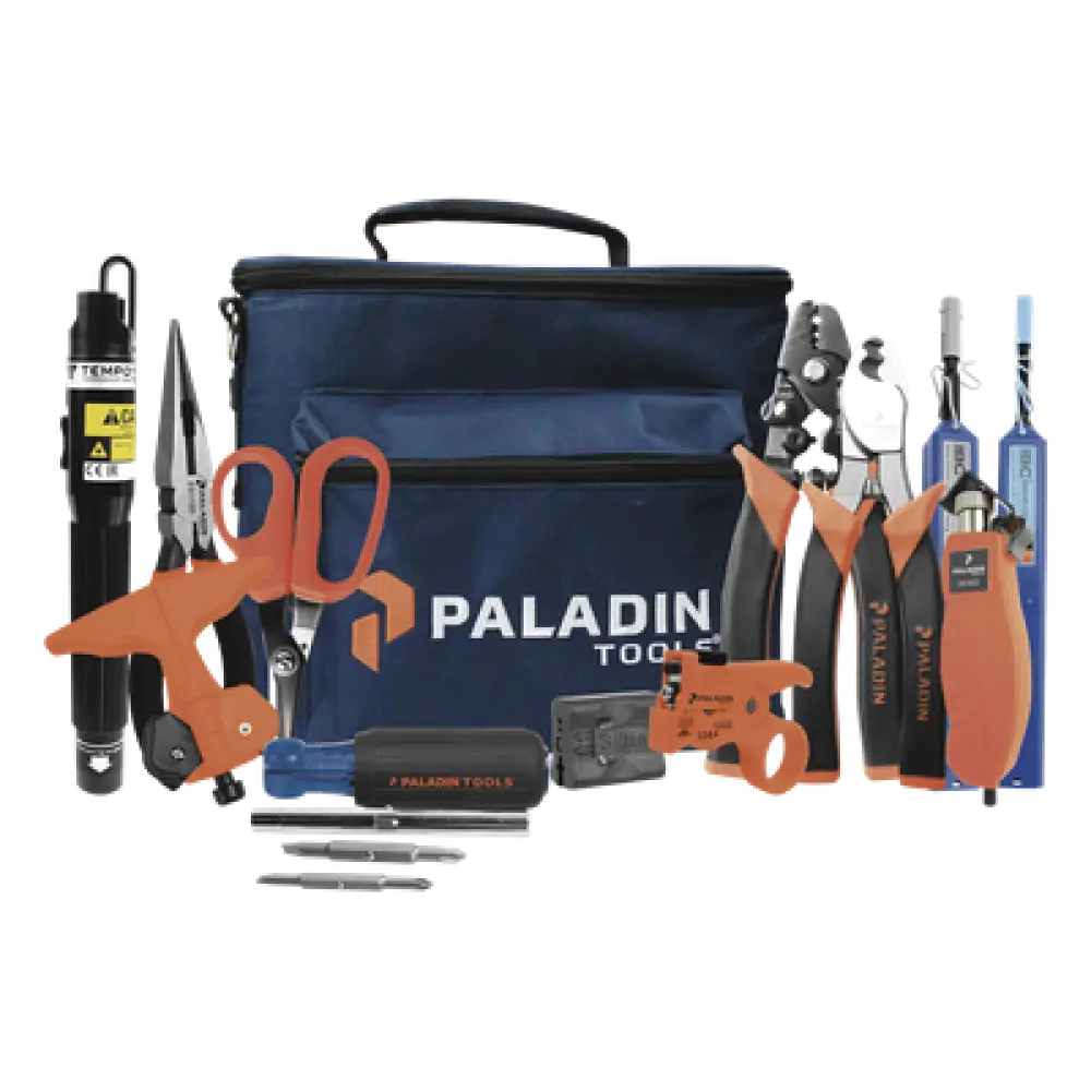 Kit de Herramientas para Fibra Óptica / Localizador Visual de Fallos / Desforradora 3 Posiciones / Tijeras Kevlar / Limpieza LC/SC/ST/FC