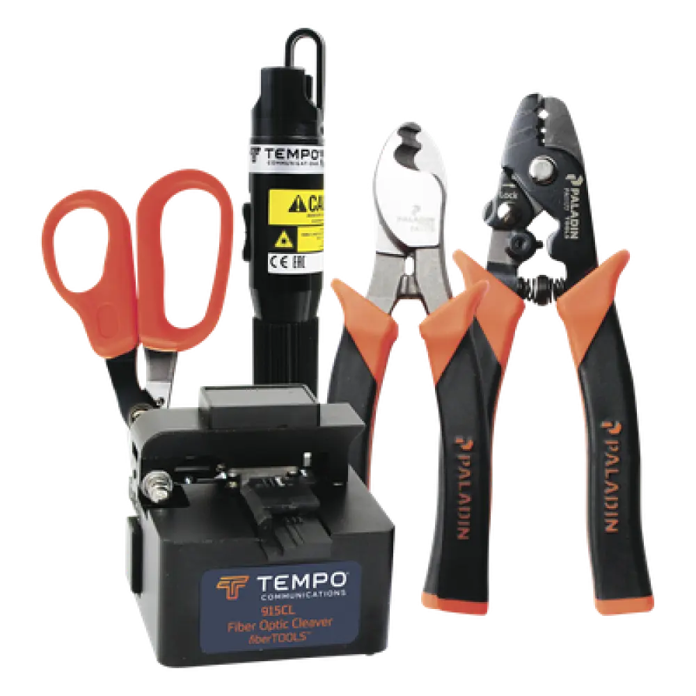 Kit de Herramientas para Fibra Óptica / Terminación de Conectores Prepulidos / Cleaver 2 Pasos 48,000 Cortes / Localizador VFL / Estuche Organizador