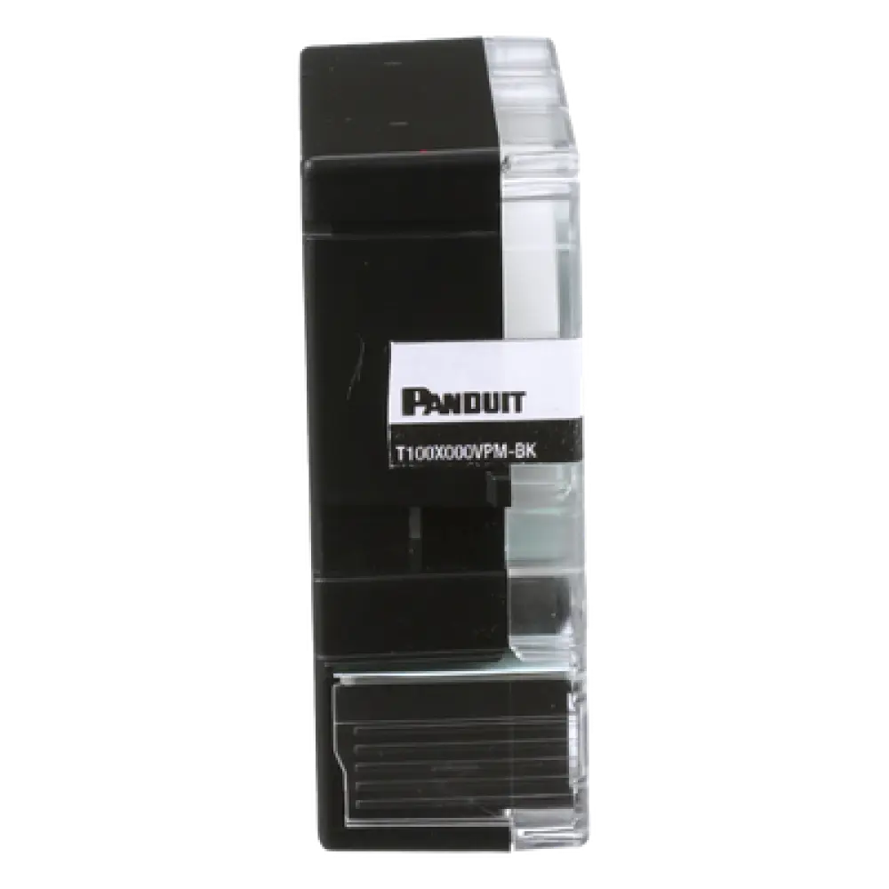 Casete de Etiquetas Continua / Vinilo Negro sobre Blanco / 24 mm Ancho / 7.6 m Largo / Interior-Exterior / -40°C a 90°C