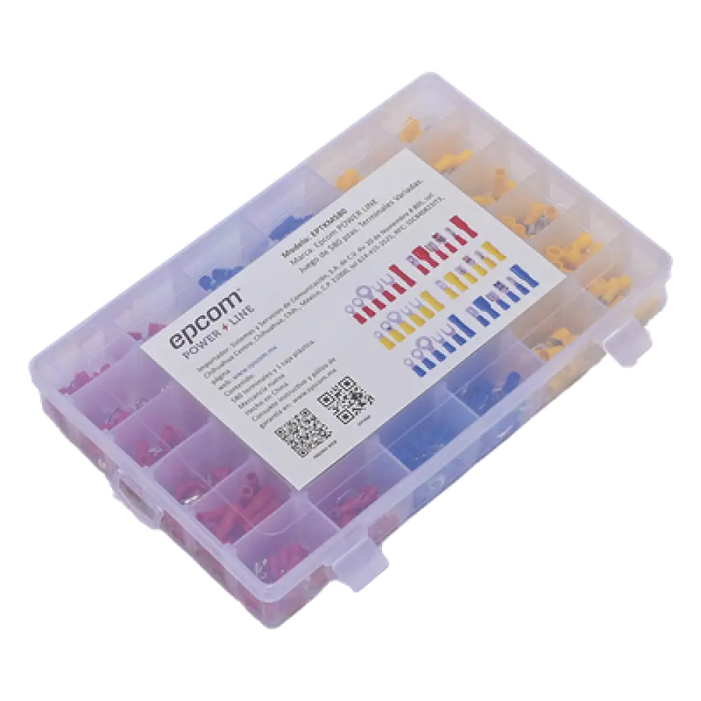 Juego de Terminales / 580 Piezas / AWG 22-10 / Forro Termoestable / Caja Organizadora