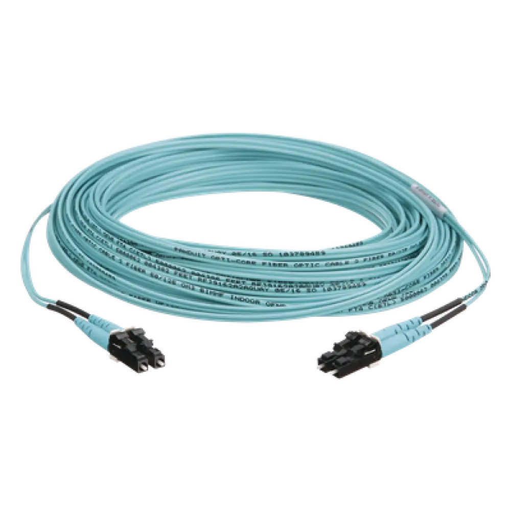 Jumper de Fibra Óptica / Multimodo OM3 50/125 / LC-LC Duplex / OFNR Riser / Aqua / 10 m (32.81 ft)