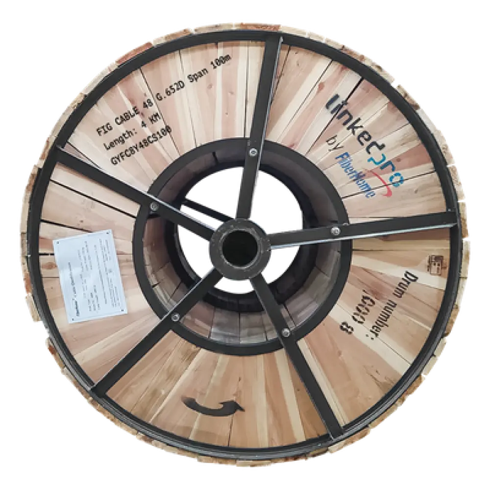Carrete de Fibra Óptica Aérea Figura 8 / Monomodo G.652D / 48 Hilos / Span 100 m / 4 km / 13,123 pies