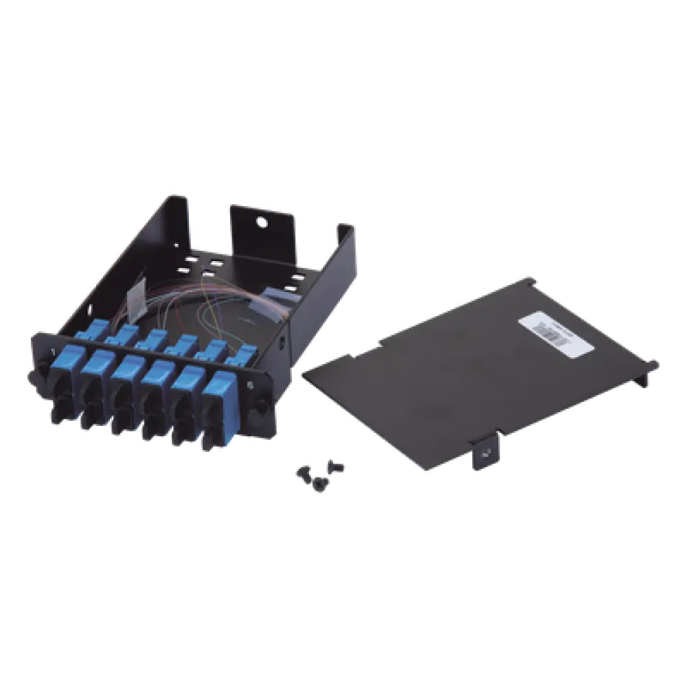 Placa Acopladora de Fibra Óptica / 12 Fibras Monomodo OS2 / 6 Conectores LC Duplex / Pérdida de Inserción ≤0.35 dB / Color Azul TIA/EIA-568-C.3