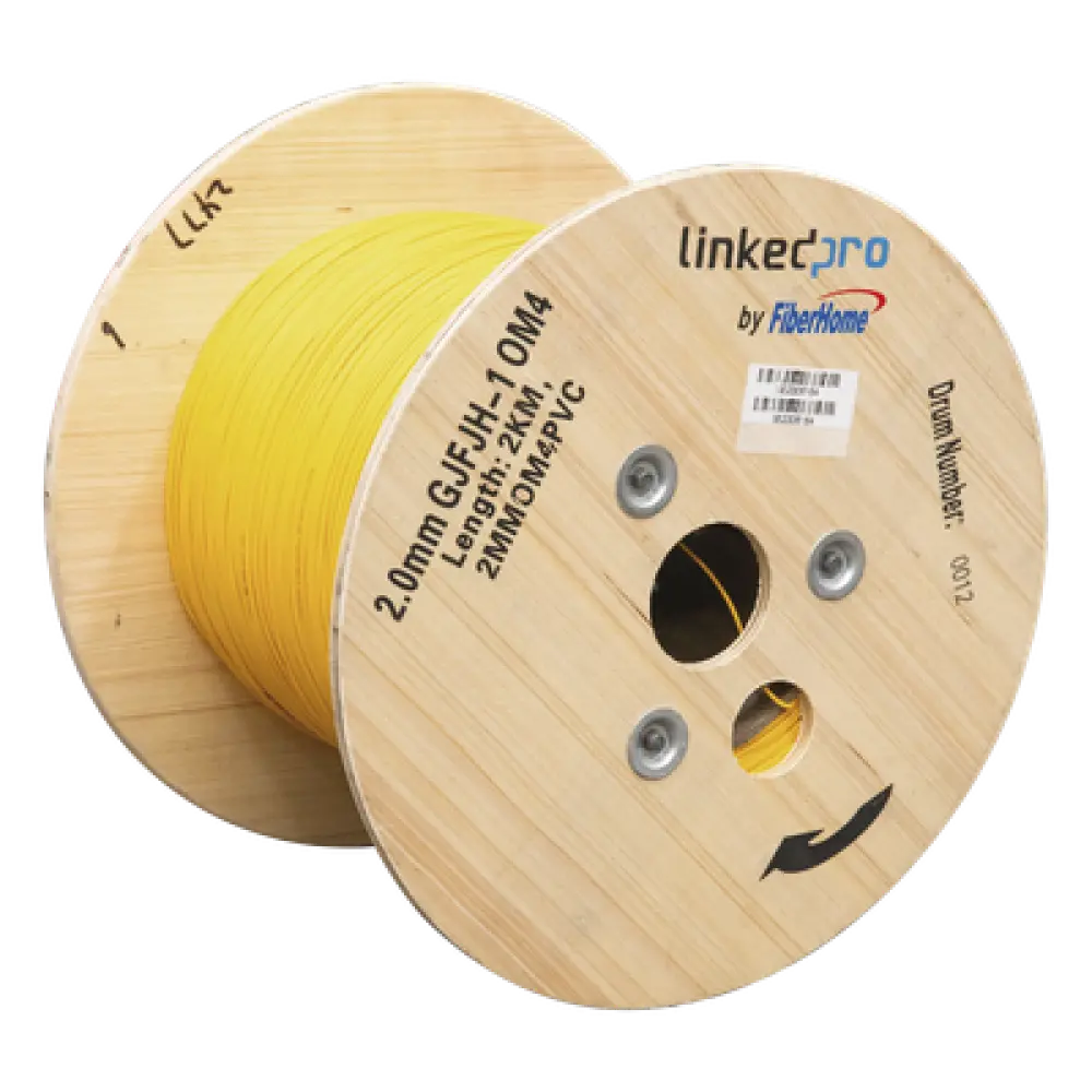 Cable de Fibra Óptica Multimodo / OM4 / Simplex / Tight Buffer 0.9 mm / Diámetro 2.0 mm / PVC Amarillo / Precio Por Metro