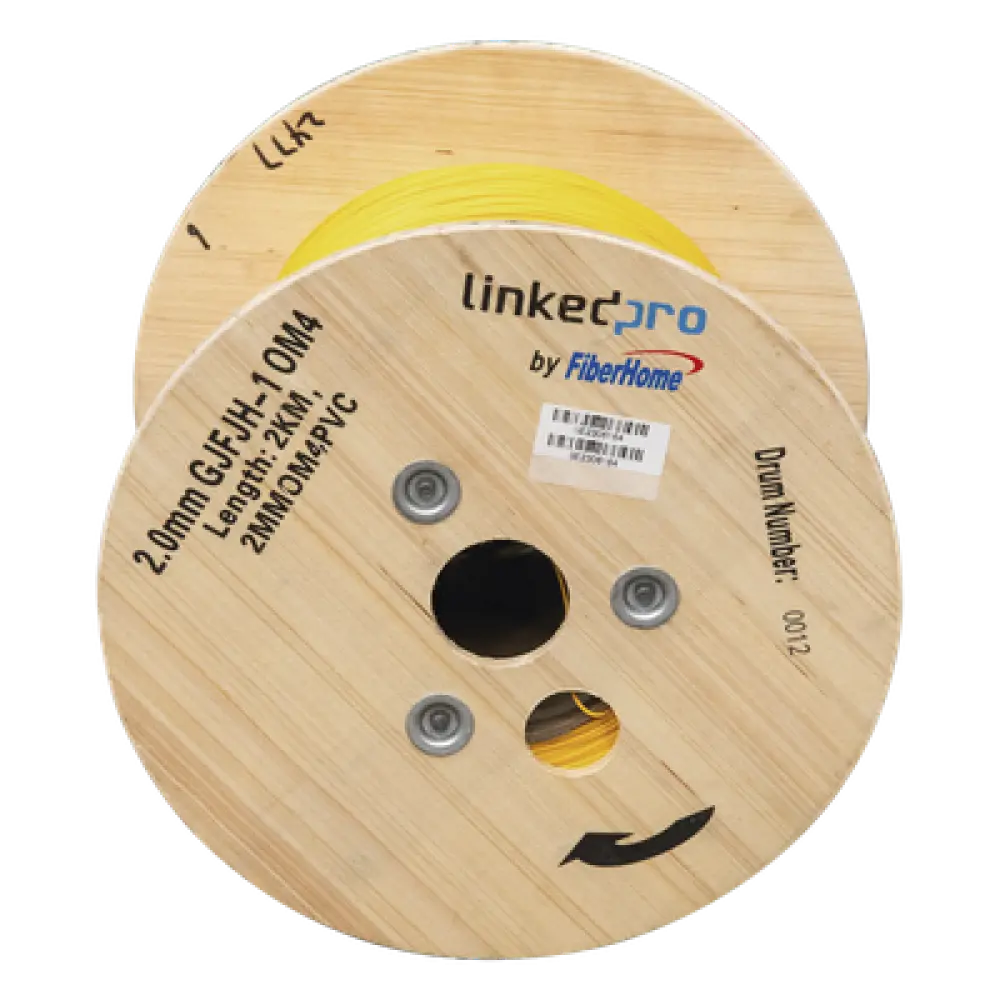 Cable de Fibra Óptica Multimodo / OM4 / Simplex / Tight Buffer 0.9 mm / Diámetro 2.0 mm / PVC Amarillo / Precio Por Metro